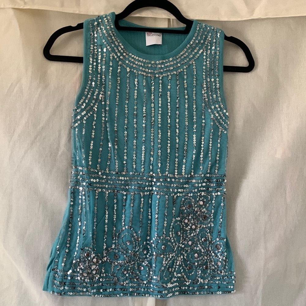 Valentino Red sequin embellished top